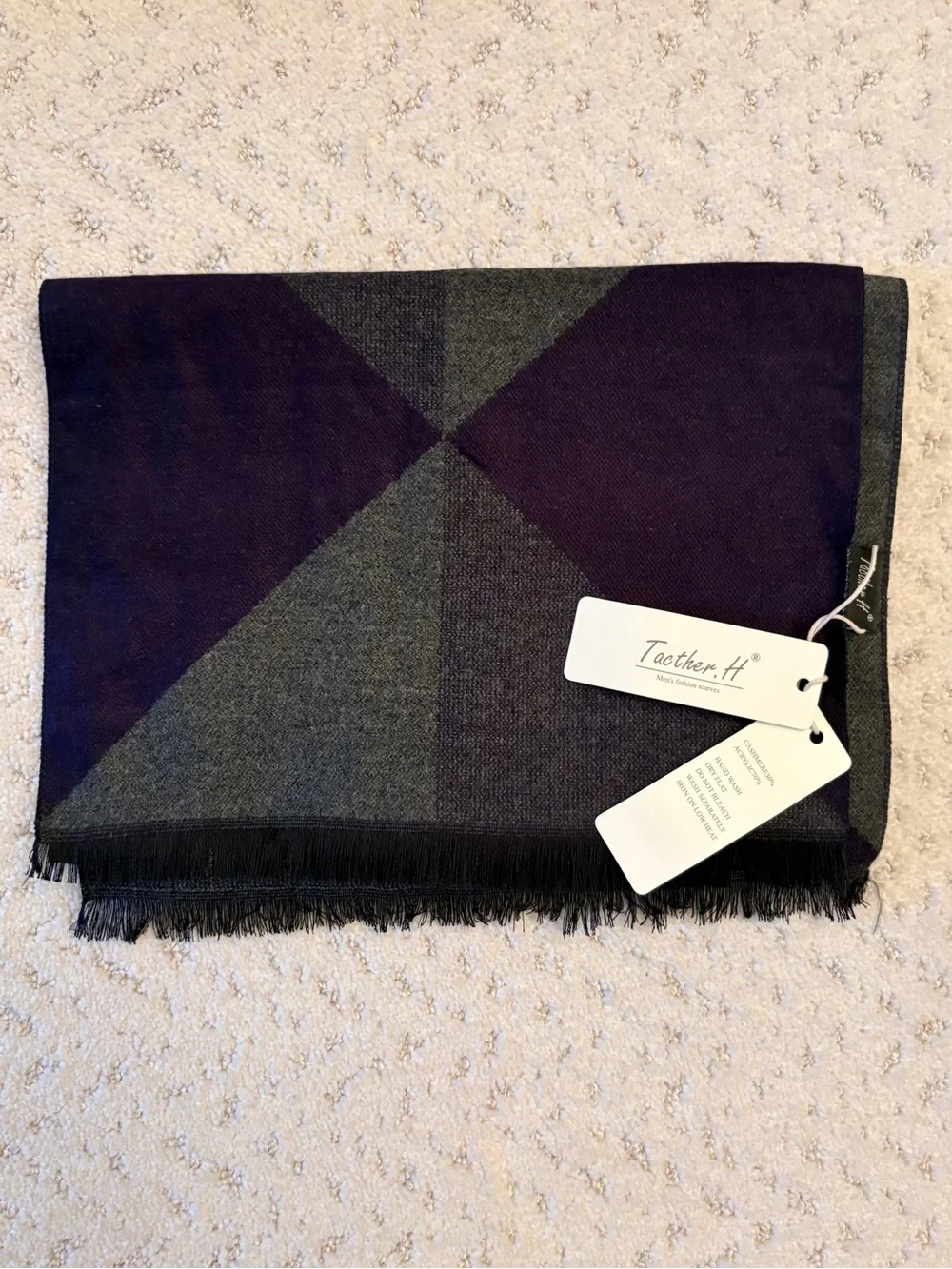 Acrylic Cashmere Scarf NEW Violet Blue Charcoal Grey Classic Preppy Academia